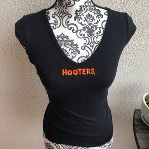 Hooters V Neck Black Tee Uniform Costume